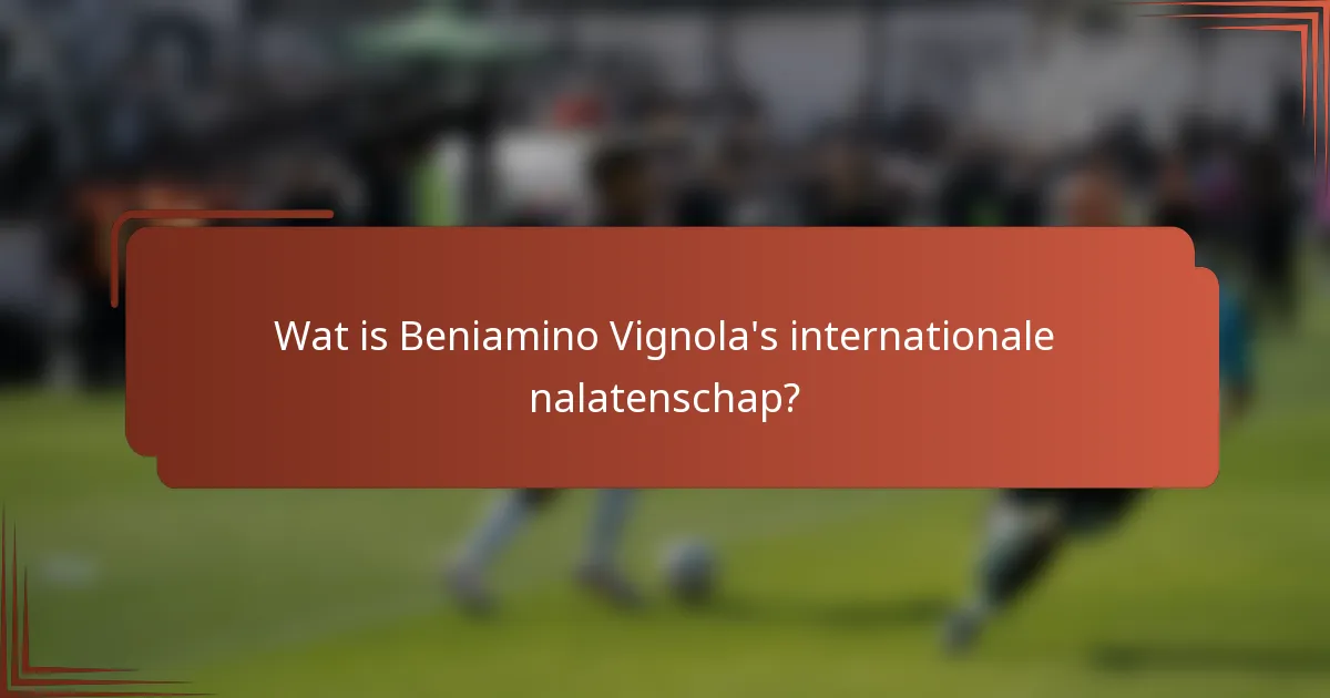 Wat is Beniamino Vignola's internationale nalatenschap?