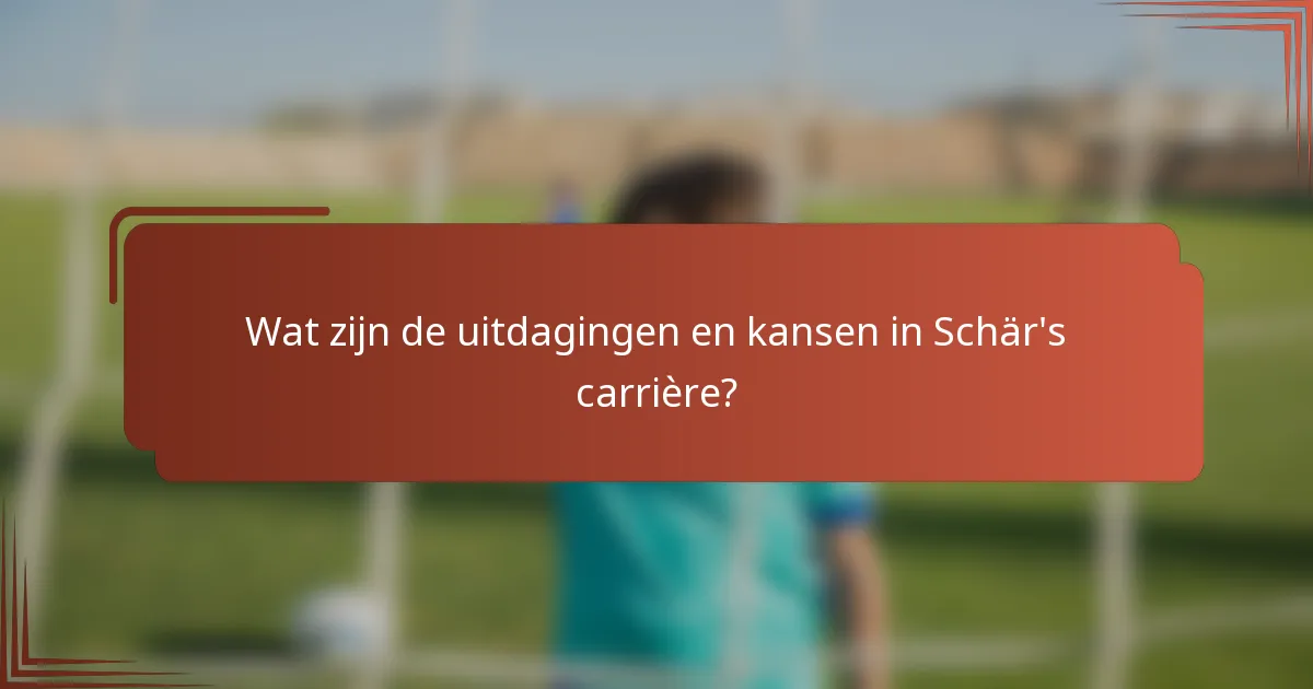 Wat zijn de uitdagingen en kansen in Schär's carrière?